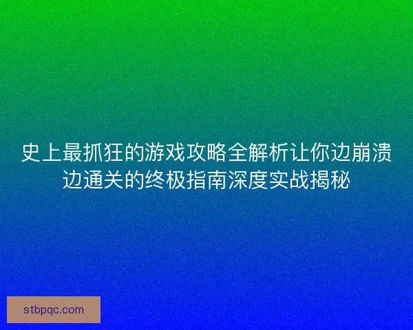 史上最抓狂的游戏攻略全解析让你边崩溃边通关的终极指南深度实战揭秘