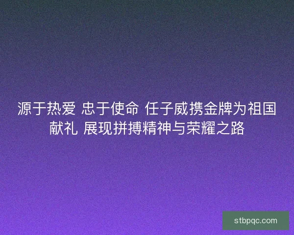 源于热爱 忠于使命 任子威携金牌为祖国献礼 展现拼搏精神与荣耀之路