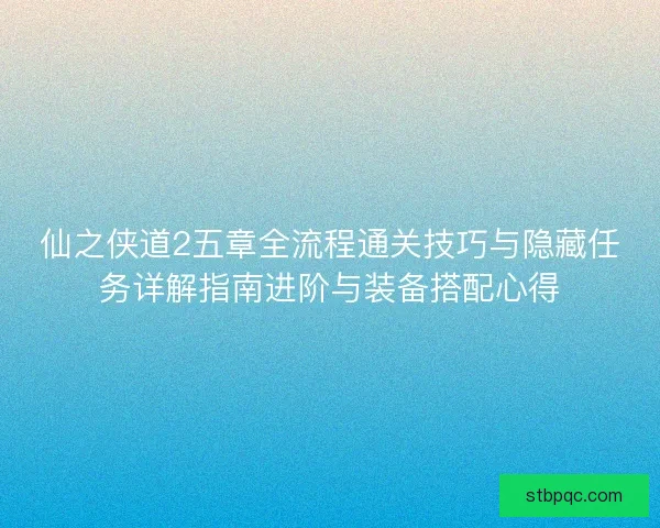仙之侠道2五章全流程通关技巧与隐藏任务详解指南进阶与装备搭配心得