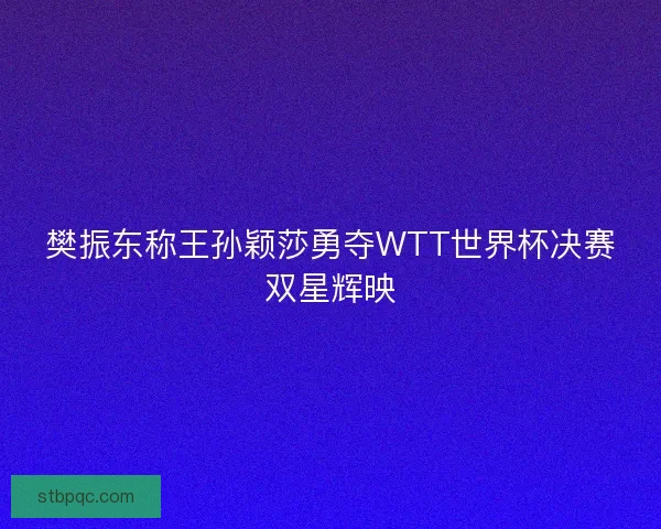 樊振东称王孙颖莎勇夺WTT世界杯决赛双星辉映