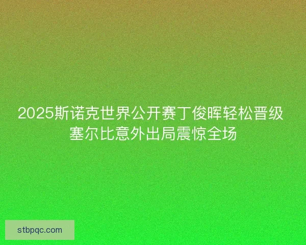 2025斯诺克世界公开赛丁俊晖轻松晋级 塞尔比意外出局震惊全场